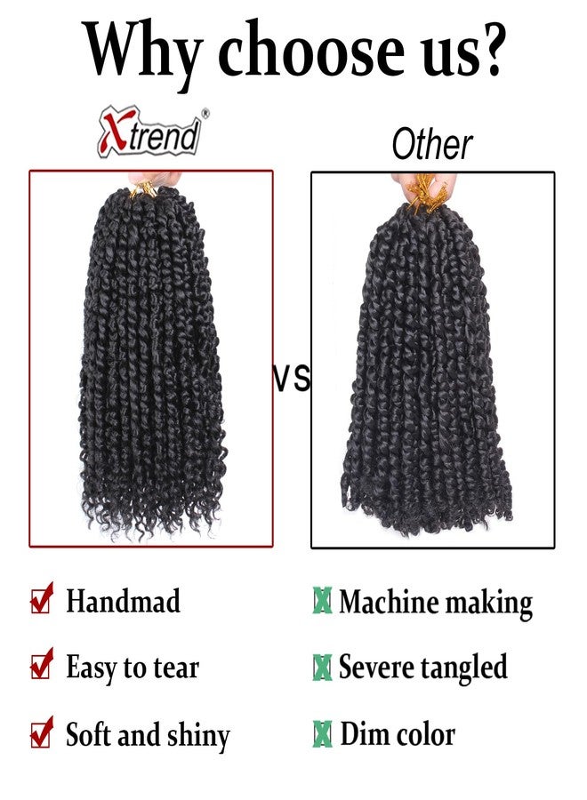 إكستريند 8 عبوات من شعر الكروشيه الملتوي مسبقًا باشون تويست 14 بوصة شعر ضفائر كروشيه أسود طبيعي مع حلقات مسبقة للنساء وصلات شعر صناعية بوهيمية باشون للضفائر (8 عبوات، 1B#) - Image 4